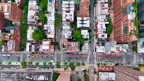 Busy streets and neighborhoods of the lively city at daytime.