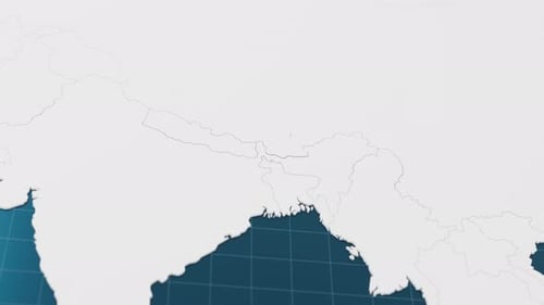 Blue Bhutan 3d Map with Pointer Pin Surrounded with Other Countries in White Political Map with