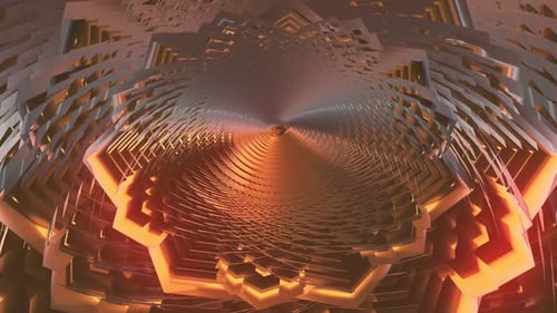 Abstract Geometric Glowing Tunnel Loop Background