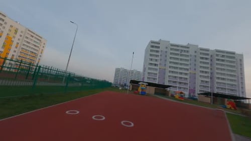 Playground with Arbors and Equipment at Kindergarten Area