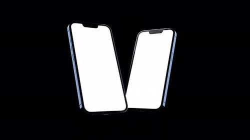 Creative animated smartphone mockup. Template on transparent background. Alpha channel.