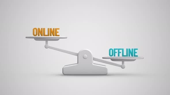 Online Versus Offline Animated Balance Scale, Backgrounds Motion ...