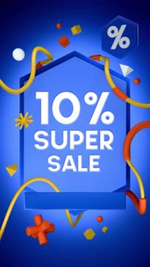 Modern 3D Abstract Super Sale Social Media Announcement