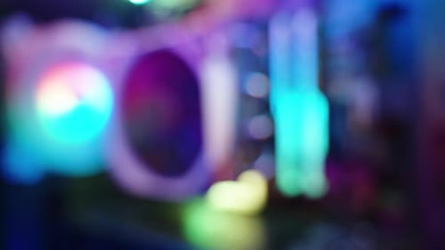 Glowing Computer Components with Neon Lights