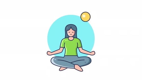 Femme pratiquant le yoga et la méditation en position du lotus, animation en boucle