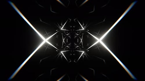 White Neons Moving Mirror Tunnel Background Vj Loop In 4K