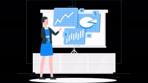 Office Worker Showing Business Presentation To His Boss 4K Alpha Channel