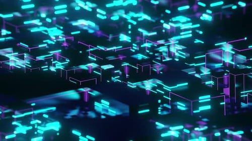 Glowing Futuristic Tech Cubes Abstract Background Loop