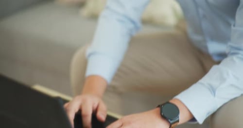 Businessman Writes Emails on Laptop Close Shot