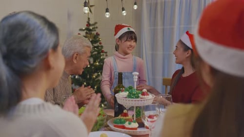 Multi-Generation Family Celebrates Christmas at Home