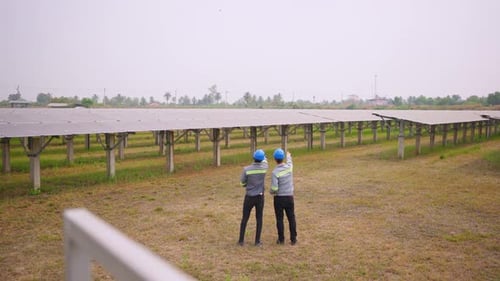 Professional engineer work to maintenance of photovoltaic panel system.