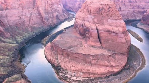 Aerial View of Horseshoe Bend Canyon on Colorado River