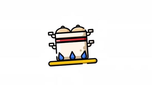 Steamed bun icon for traditional food and dim sum animation