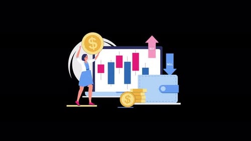 Financial Trading Chart and Investment Concept Flat Design Animation