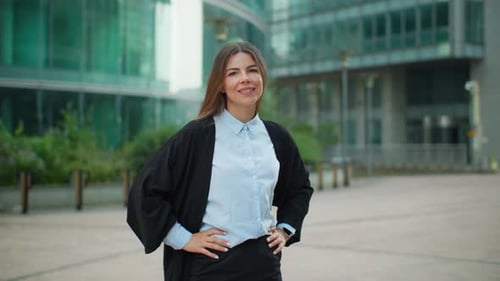 Caucasian Woman Working in the Financial Sector Standing Outside