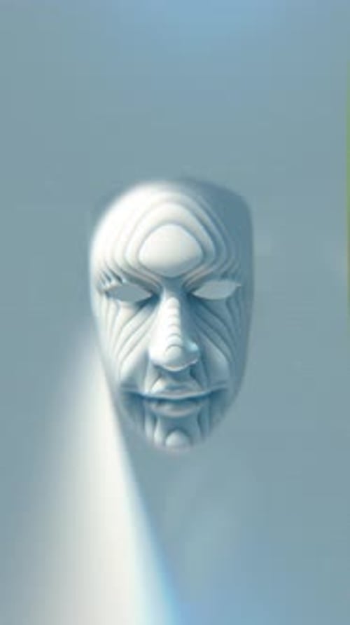 Abstract Morphing Human Face Mask with Contour Lines