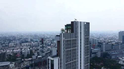 Surroundings of High Building in Modern City in Asia