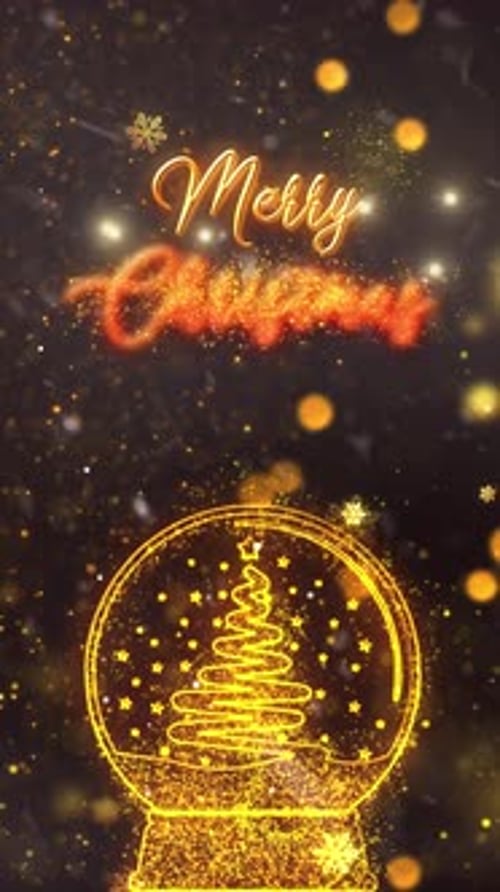 Glowing Christmas Snow Globe Animation with Falling Particles
