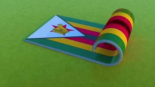 Zimbabwe Flag Unrolling Reveal Animation