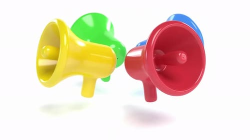 Animated Colorful Megaphones Loop for Communication