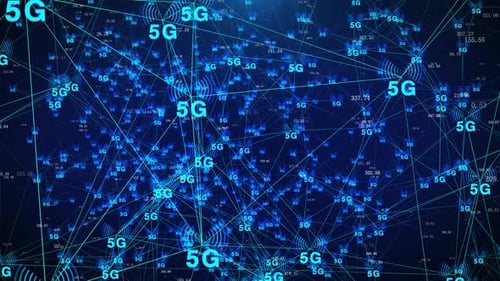 Futuristic 5G Technology Network Connection with Digital Data