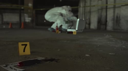 Investigators Examine Evidence at Crime Scene