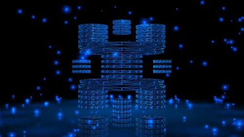 Background with Falling Blue Particles, Exclusive, 3D Render, Wireframe of Shape, Reflection