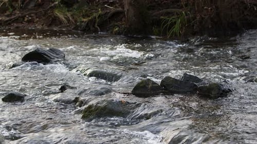 Waterfall On A River In Wild Nature 01