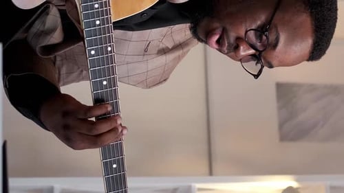 Vertical Music School Guitar Teacher Man Class