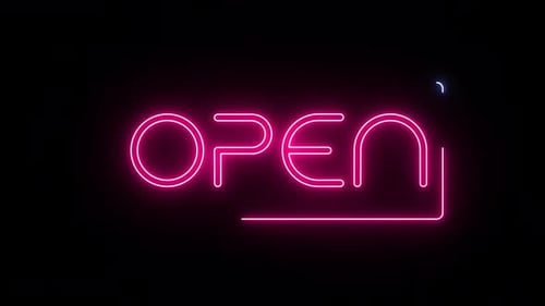 Neon Open Sign Alpha Channel