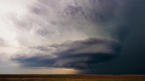 Powerful Severe Weather Thunderstorm Spins Over The Great Plains Of America