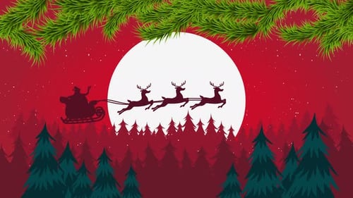 Christmas santa crossing moon animation 02 - 4K