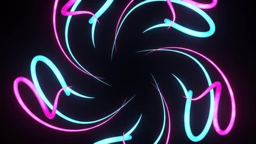 Glowing Neon Abstract Lines Swirl Loop Background