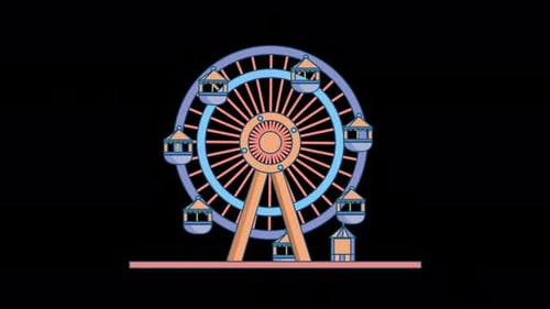 Colorful Carousel In Children's Park On Alpha Channel 4K