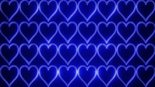 Blauer abstrakter neonglühender Herzhintergrund Vj Loop-Animation in HD