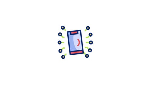 Animated Geometric Microchip with Pulsing Connectors