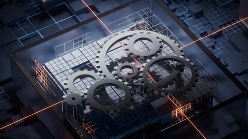 Gears with technological circuit background