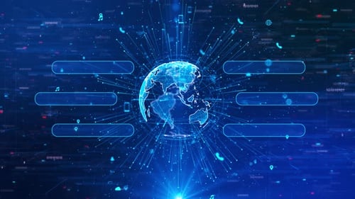 Technology digital cyberspace, HUD infographic technology data analysis, and Digital data network.