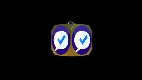 Golden Cube Icon Reveal with Message Checkmark