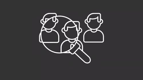 Animated Line Icon: Magnifying Glass Searching for People