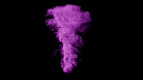 Vibrant Purple Smoke Plume Rising Against a Black Background