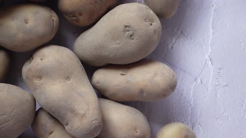 Close Up of Slice of Raw Potato in a Bowl