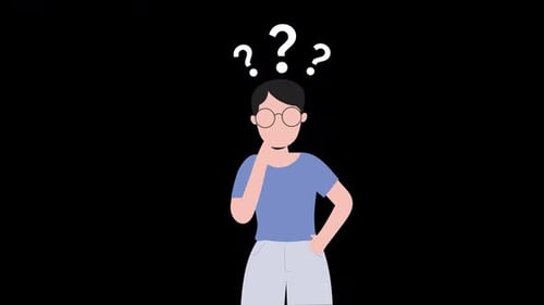 Flat Design Animation Of Person Thinking With Question Marks