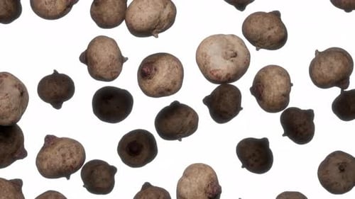 Organic Root Vegetables Tumbling and Rotating on White