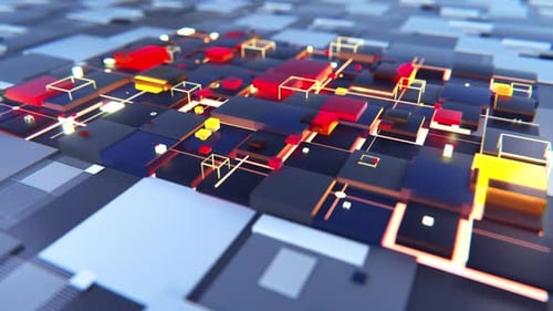 Futuristic Digital Data Network Grid Background Loop