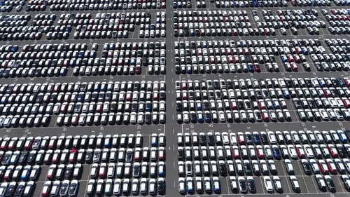 Aerial View of Massive Car Parking Lot