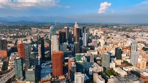 Beautiful view of modern financial center of Los Angeles, California, the USA.