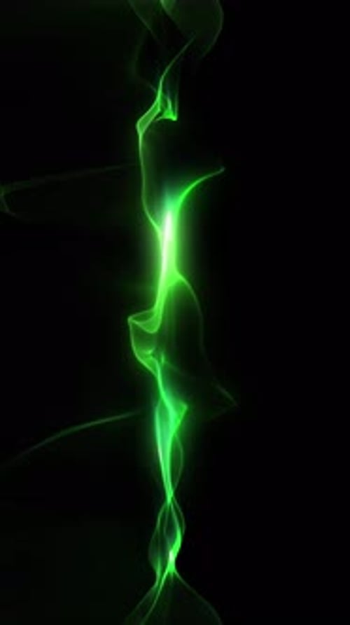 Abstract Green Wavy Energy Line Glowing Background