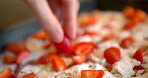 Fresh Strawberry cake on the plate