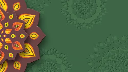 Rotating Indian Rangoli with copy space.